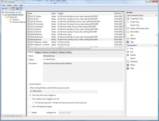 Windows VIsta - Operazioni Pianificate