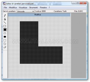 Editor di caratteri personalizzati (Vista)