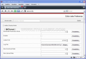 Opera 9.6 - Disabilitazione Bittorrent