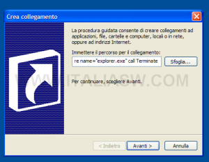 Riavvio Windows Explorer - Inserimento Path