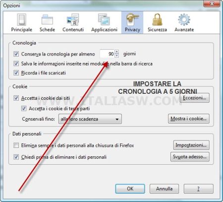 Firefox - Durata della Cronologia