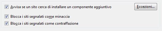 Firefox - Opzioni Sicurezza