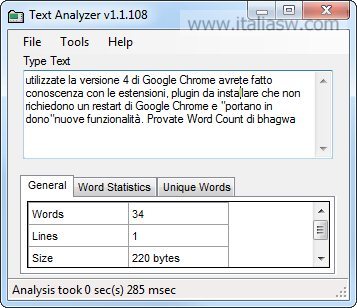 Screenshot - Text Analyzer